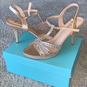 NUDE AND GOLD PROM SHOES super sparkly